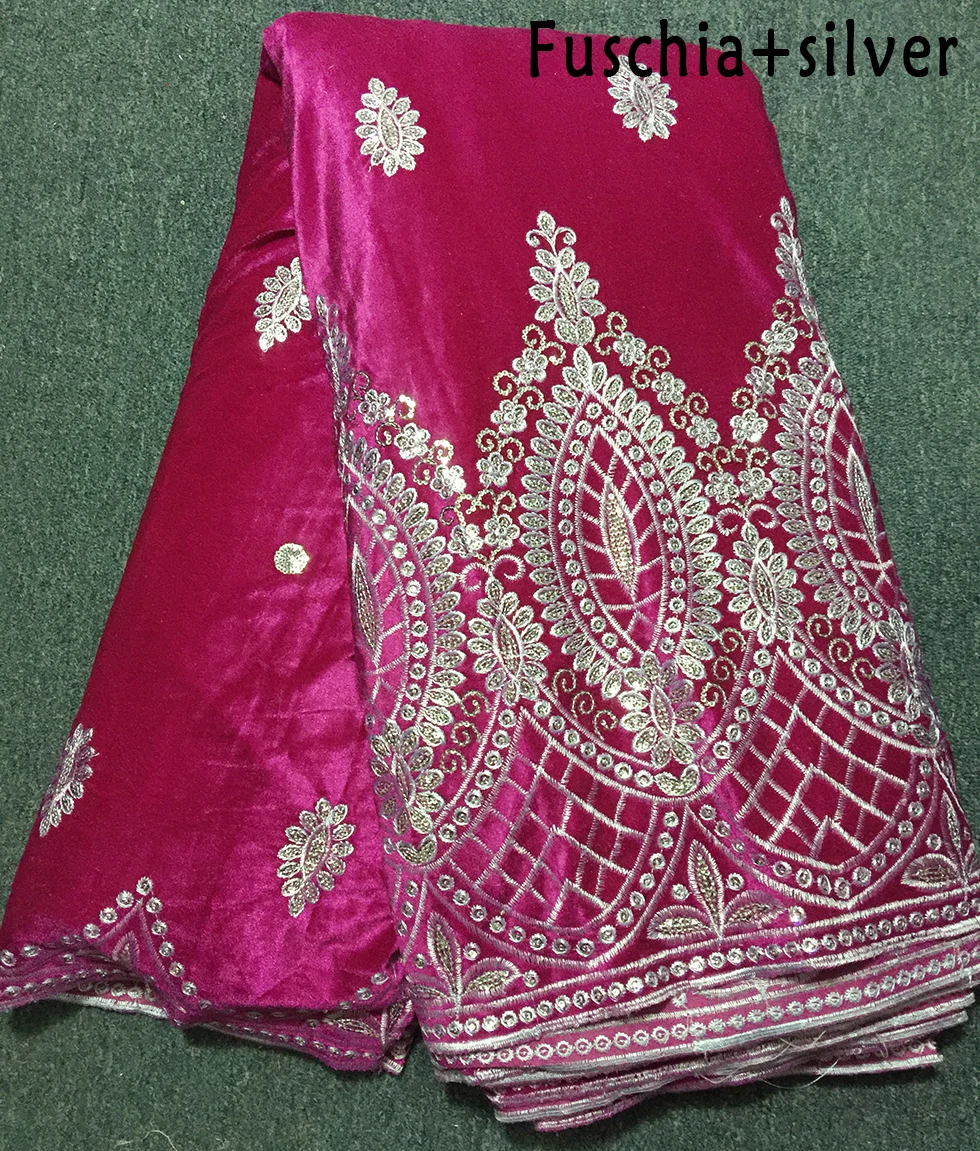 Последние вельвет материал Африканский вышивка мягкий бархат кружево ткань с