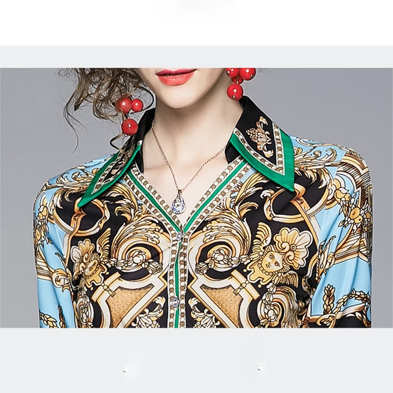 2019 new women's dresses with Print dress Vintage V-Neck | Женская одежда