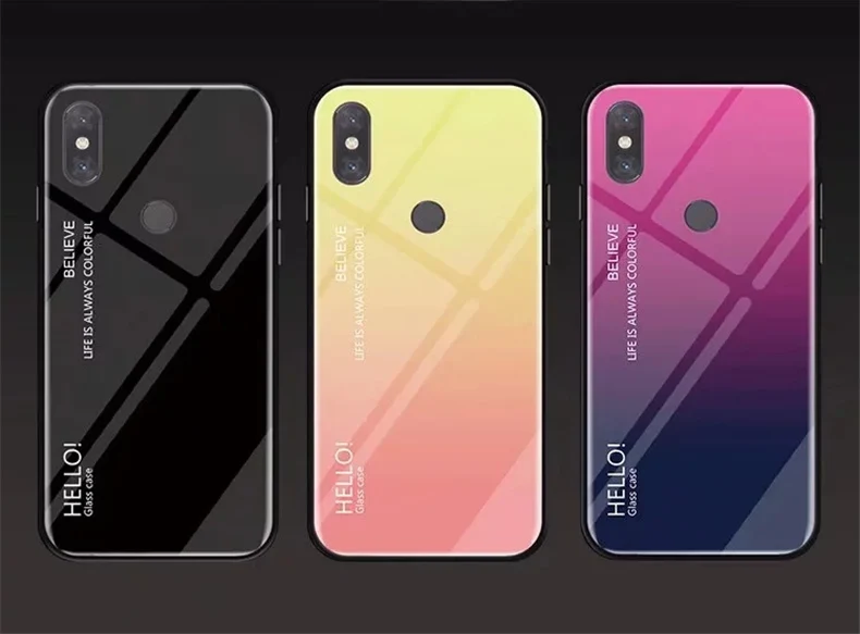 Модный градиентный чехол Aurora для Xiaomi 8 SE Lite Mix 2 2S 3 Max 2, цветная задняя крышка из закаленного стекла для Redmi S2 6A Note 7 6Pro