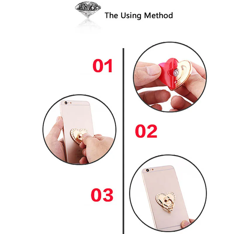 Любящее сердце 360 градусов вращения палец мобильный телефон держатель для