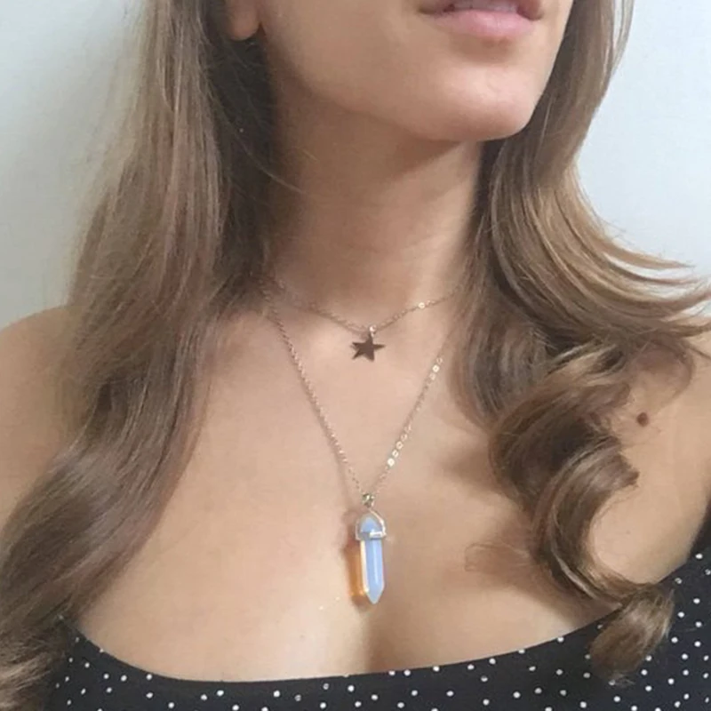 Хрустальное ожерелье из радужного лунного камня изящное многослойное XL1398 |