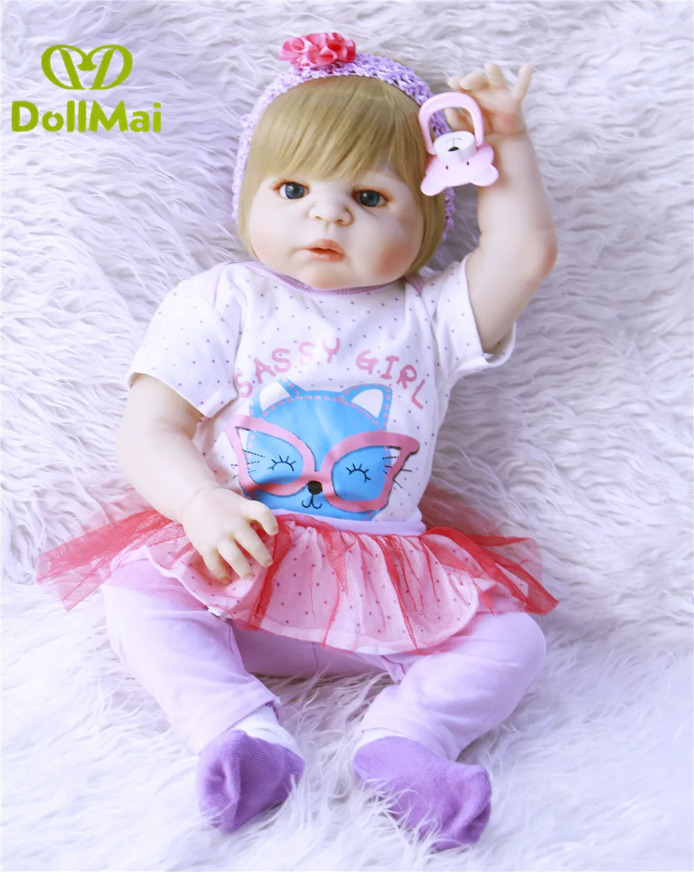 

Full silicone reborn baby dolls 23"57cm fashion children gift toy girl dolls reborn Bebes reborn corpo de silicone inteiro