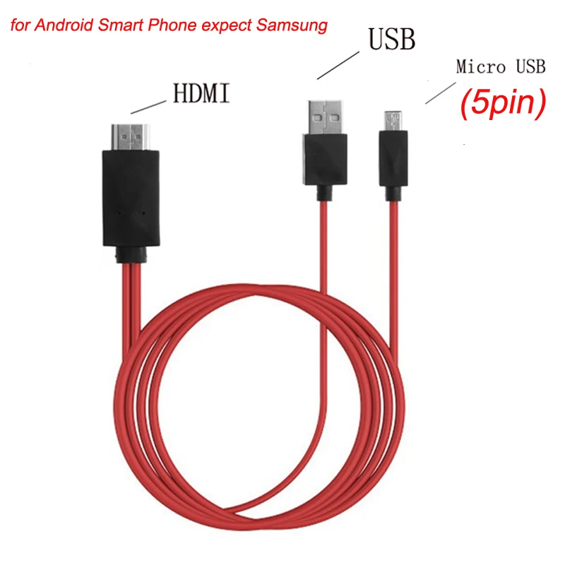 Micro USB 5pin 3 в 1 MHL кабель для iPhone HDMI для samsung телефон к проектору/ТВ 2 м MHL к HDMI кабель 1080P HD ТВ кабель адаптер для iPhone X - Цвет: Micro USB 5pin