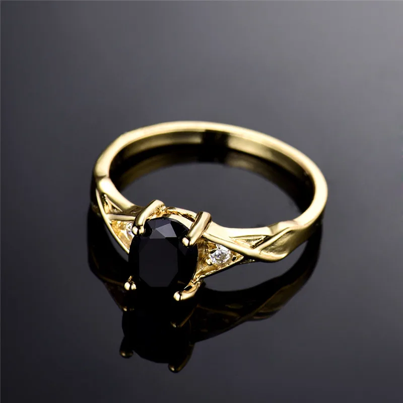 Женское кольцо с кристаллом BUDONG модное из черного циркония овальным вырезом и