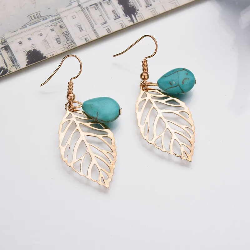Ювелирные изделия MissCyCy в богемном стиле серьги подвески виде листьев из ажурного