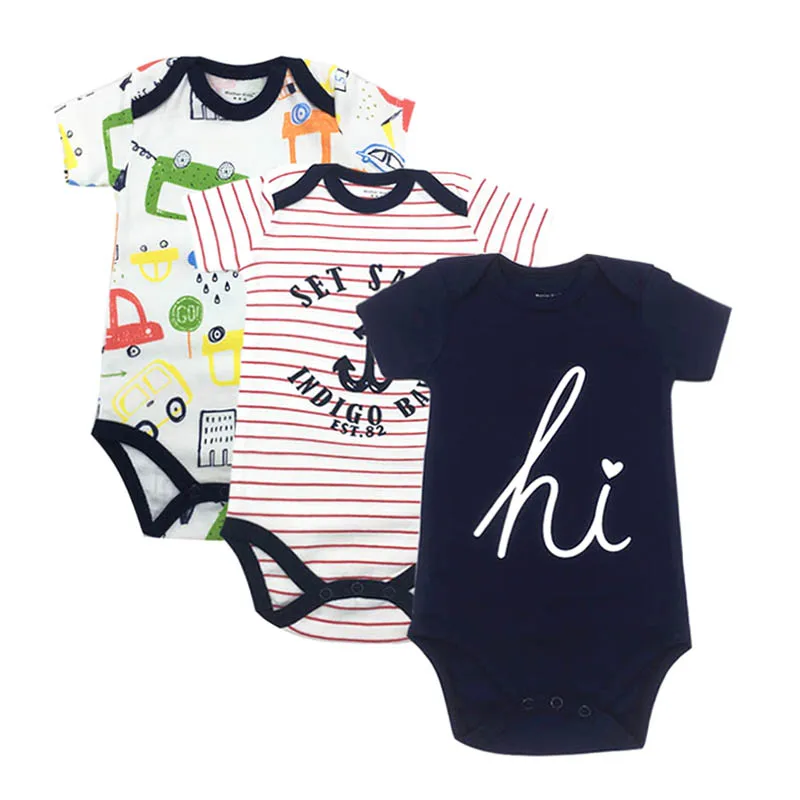 3 PCS/lot newborn baby bodysuits short sleevele clothes O-neck 0-24M Jumpsuit 100%Cotton clothing Infant sets |