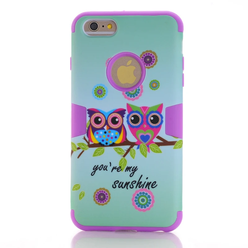 Для apple iphone 6 plus/6 s plus Симпатичные Совы Солнечный Телефон Case Cover Гибридный Жесткий