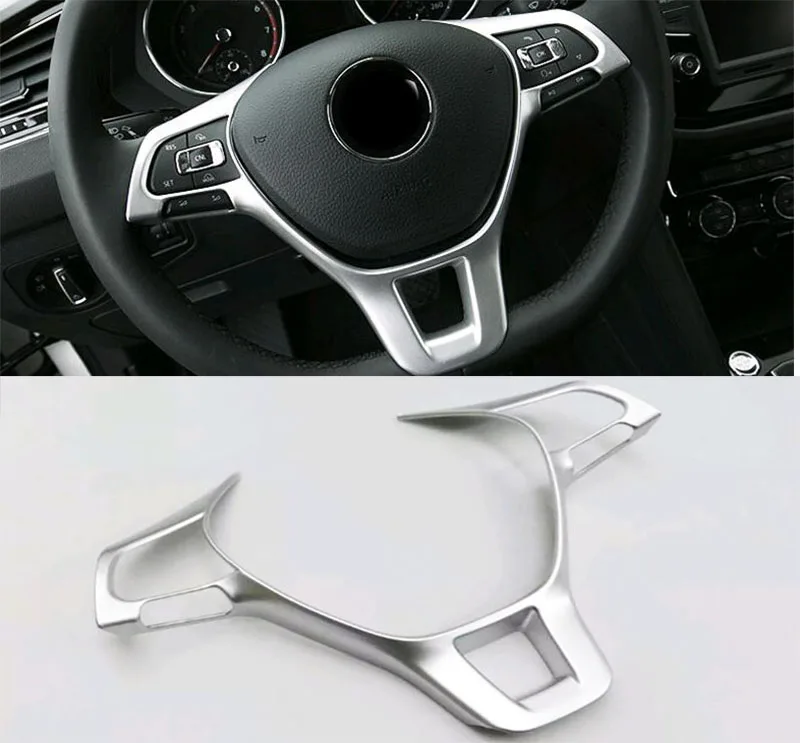 

Car styling 1pcs Chrome For VW Volkswagen Tiguan 2016 2017 Steering wheel botton cover trim