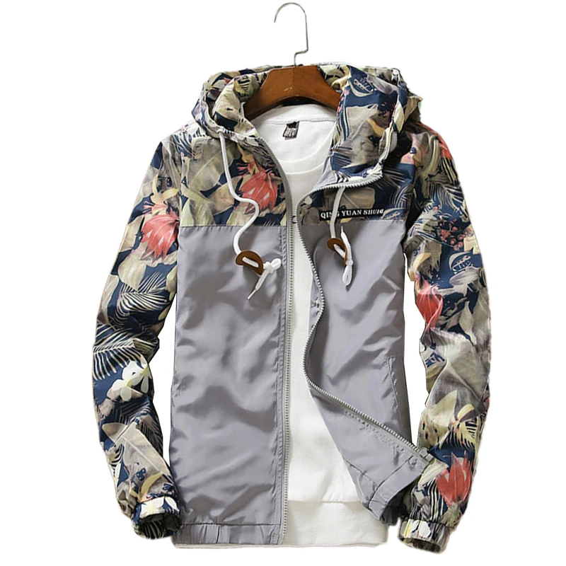 

Xfh Floral Jacket 2021 Autumn Mens Hooded Jackets Slim Fit Long Sleeve Homme Trendy Windbreaker Coat Brand Clothing Drop