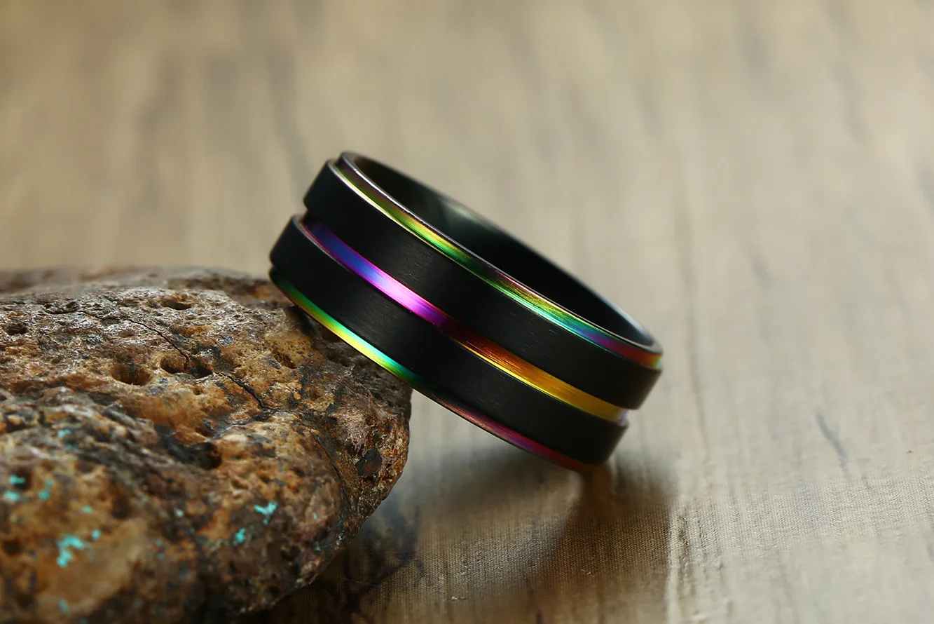 Новинка, мужское кольцо Anel Masculino Anillos, Радужное кольцо из нержавеющей стали, обручальное кольцо, красочное ювелирное изделие brother