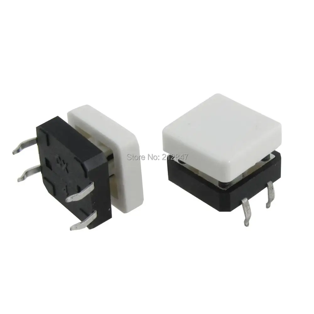 10 шт. белый квадратный колпачок мгновенный тактовый кнопочный переключатель 12x12