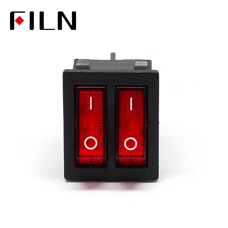 Kcd3 15A 250v AC кулисный переключатель 2 варианта цвета и цвета красного медные булавочные с Красной светодиодной лампой вкл/выкл переключатель с 6 шпильки