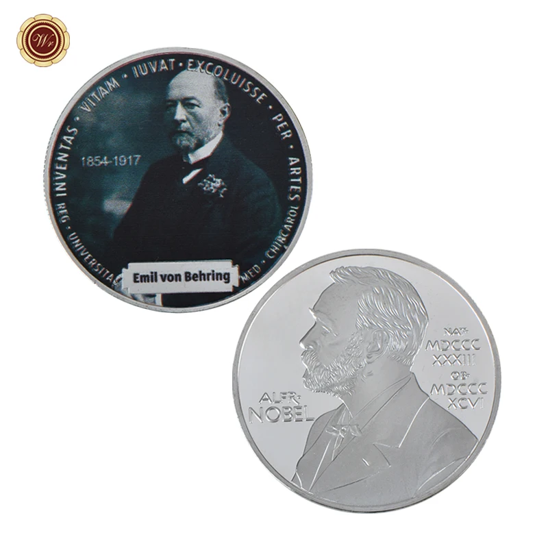 Behring WR Nobel Prize Jacobus henrics van't Hoff серебряные коллекционные монеты химик посеребренный металл монета для коллекции - Цвет: Behring