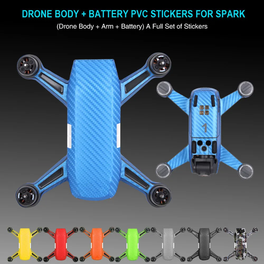 Роскошные углеродного волокна кожи wrap водостойкие наклейки для DJI SPARK аксессуары J10T Professional заводская цена Прямая