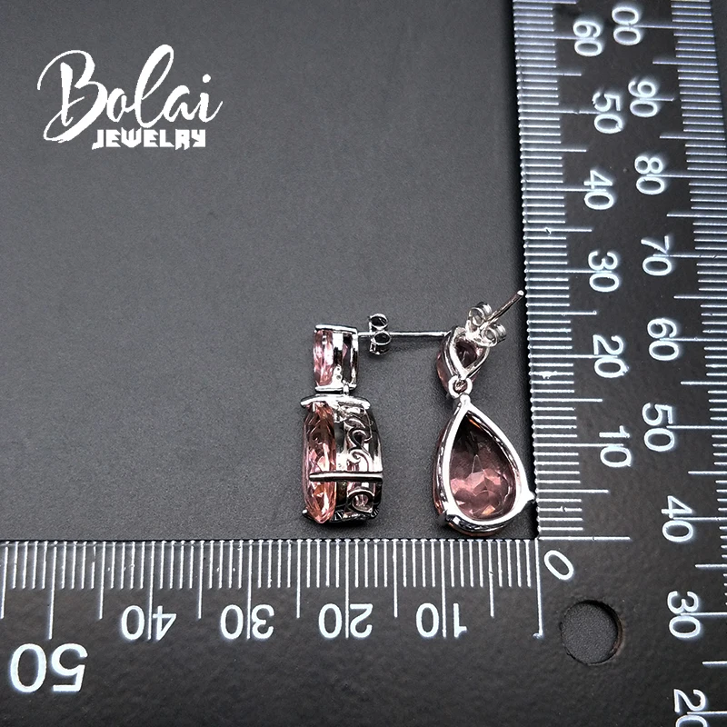 Bolai, элегантные серьги, нано морганит, висячие серьги, серебро 925 пробы, драгоценный камень, хорошее ювелирное изделие, серьги-капли для женщин, свадебный подарок