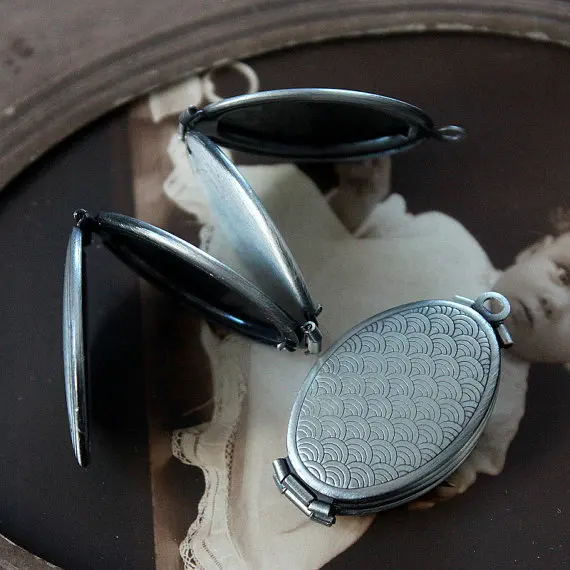 10 шт. складной двойной медальон винтажный старинный посеребренный медный