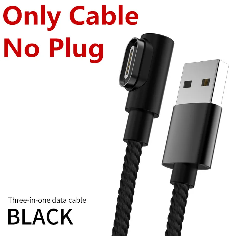 Магнитный usb-кабель на 90 градусов для быстрой зарядки huawei 3A type C Micro USB l-линия Microusb type-C магнитное зарядное устройство для samsung LG - Цвет: Only Cable no Plug