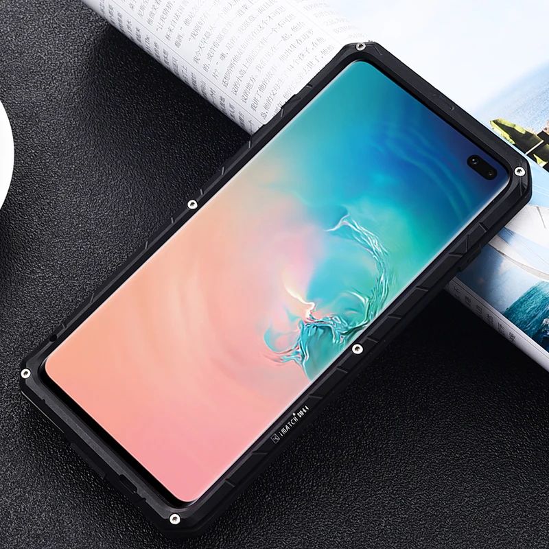 

IMATCH Daily Waterproof Case For Samsung Galaxy S10 / S10 Plus Luxury Metal Silicone cover 360 Full Protection Phone Cases