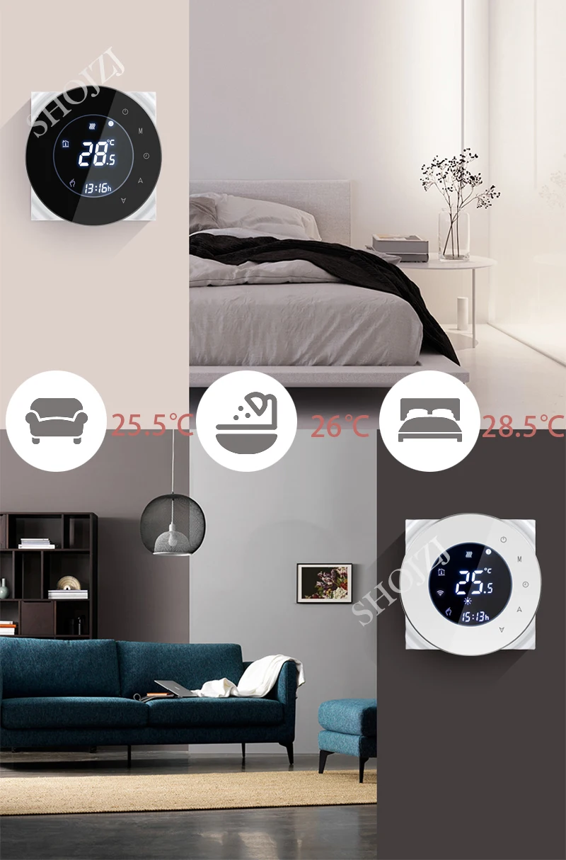 Tuya app WiFi умный термостат температурный контроллер для газового котла сенсорный ЖК-дисплей термостат энергосберегающий термостат