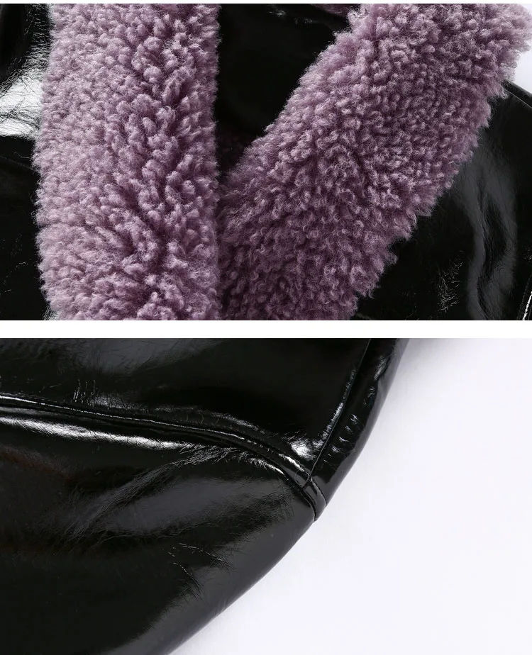 ELFSACK с карманами гранж искусственная кожа куртка женские пальто зима локомотив отложной воротник Повседневная женская верхняя одежда