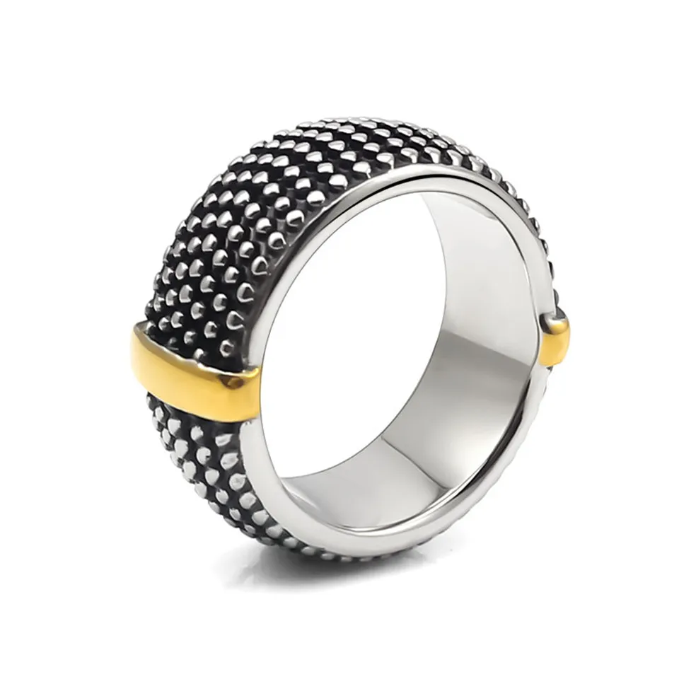 Новый 10 мм Ширина Ретро черный Для мужчин ленте Нержавеющая сталь кольца