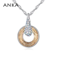 anka gift for women round shape crystal pendant necklace rhodium plated luxury fine jewelry crystals from austria 26105
