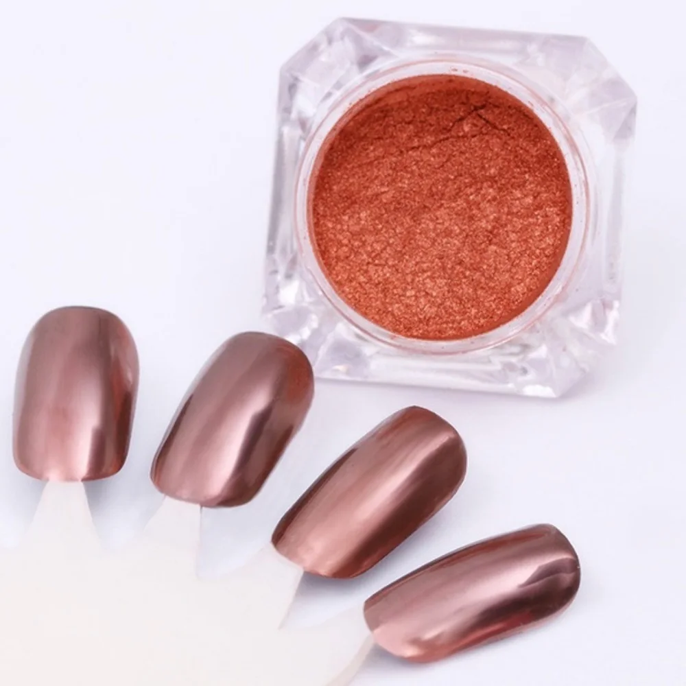 Розовое золото хромированный пигмент лак для ногтей зеркальный порошок