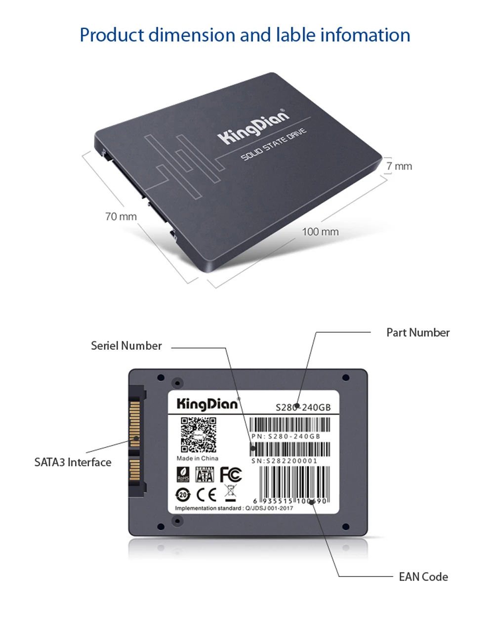 KingDian тип 240 ГБ 256 ГБ SSD высокая стоимость Производительность HD HDD для настольного ноутбука сервер S280 240 ГБ