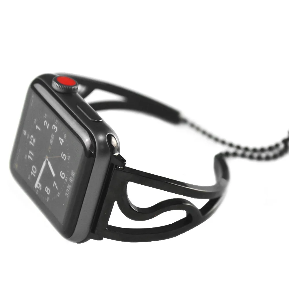 Для женщин Модные полые резьба ремешок для наручных часов Apple Watch, версии 5 4 3 2 1 металлический браслет для наручных часов iWatch 38/42/40/44 мм часы ремень