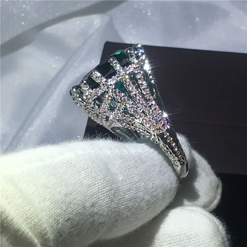 Choucong большой камень кольцо 15ct Синий Циркон Кристалл 925 серебро юбилей