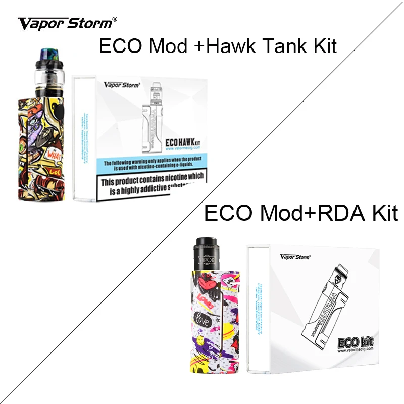 Электронная сигарета Vapor Storm ECO Bypass Mod Max 90 Вт 510 Lion RDA 3 Stage управление воздушным потоком/Hawk Tank Box Mod Vape поддержка RDTA