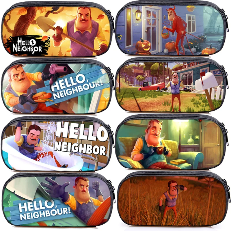 Милый детский чехол-карандаш с надписью «Hello neighior», модный высококачественный милый Футляр для канцелярских принадлежностей, сумки для косметики для мальчиков и девочек