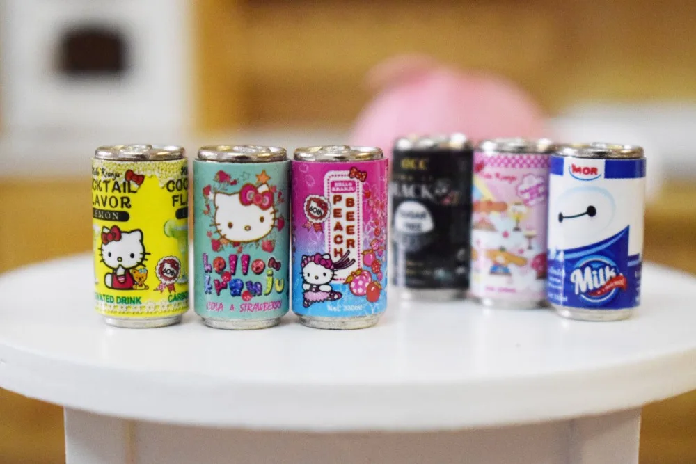 Симпатичные 6 шт./партия 1:6 весы миниатюрные hello kitty напитки миниатюрная кукольная кухня игрушки в виде угощений аксессуары