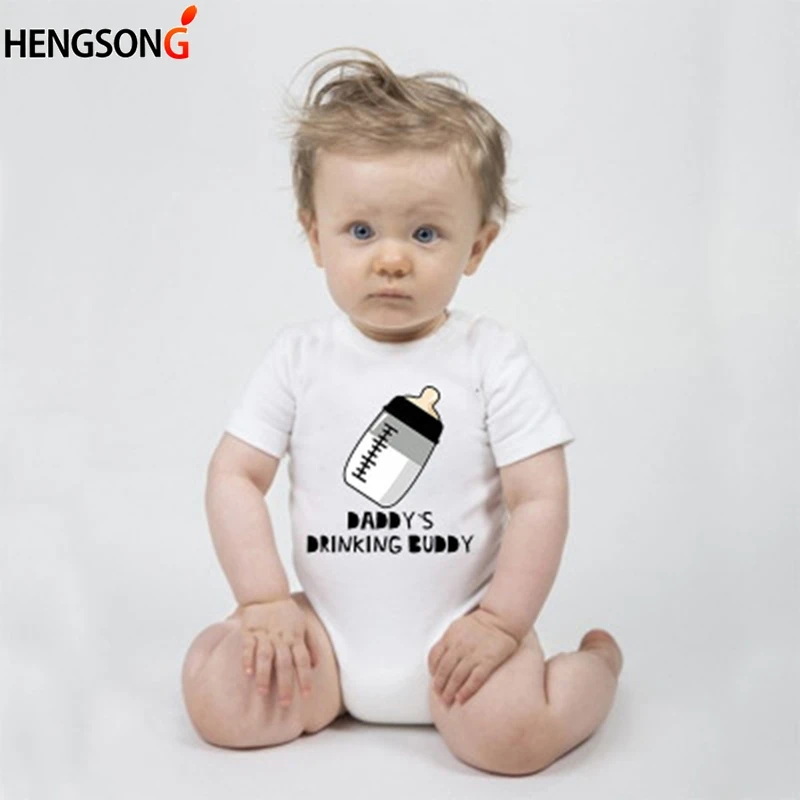Одежда из хлопка с принтом бутылки молока для новорожденных комбинезон