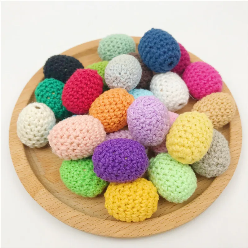 

Детский Прорезыватель для зубов, 5 шт., разные цвета, вязаные крючком деревянные бусины, вязаные бусины, игрушка «сделай сам» для прорезывани...