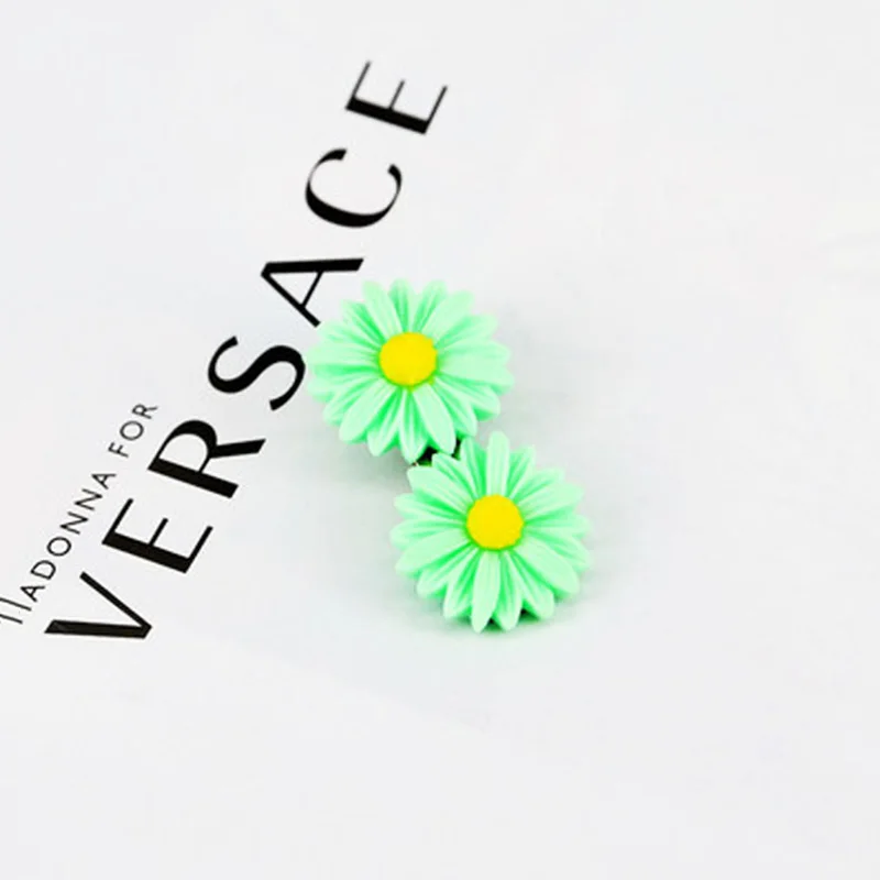 2Flowers Green Clip Новинка, 1 шт., детская Милая заколка для волос, заколка для волос для девочек, цветная повязка для волос с подсолнухом, эластичная резинка для волос, головные уборы, Женские аксессуары, 5 цветов - Цвет: 2Flowers Green Clip