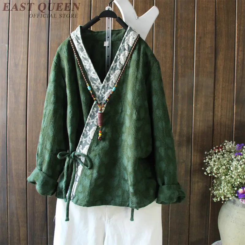 Традиционная китайская блузка рубашка топы для женщин воротник стойка Восточная