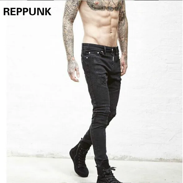 REPPUNK 2018 черные и синие джинсы мужские уличные хип-хоп мотоциклетные качественные