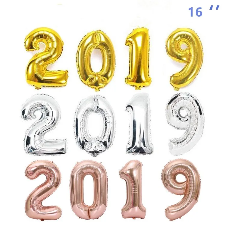 16 дюймов номер 2019 фольга шары с новым годом DIY Фото баннер из реквизитов