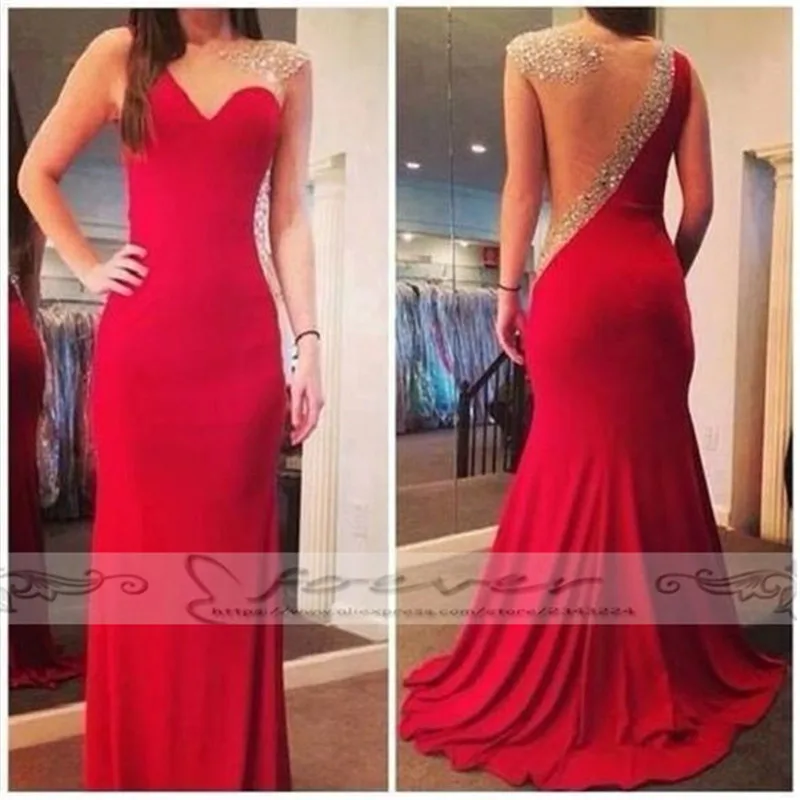 Роскошные блестящие красные вечерние платья цвета шампанского с кристаллами и