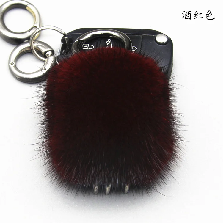 Роскошный пушистый брелок с помпоном из натурального меха норки в виде медвежьей