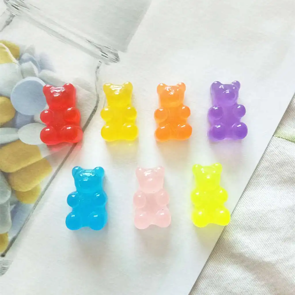 100 шт Конфета из смолы Flatback кабошон миниатюрный Qq Gummy конфеты милый медведь дизайн