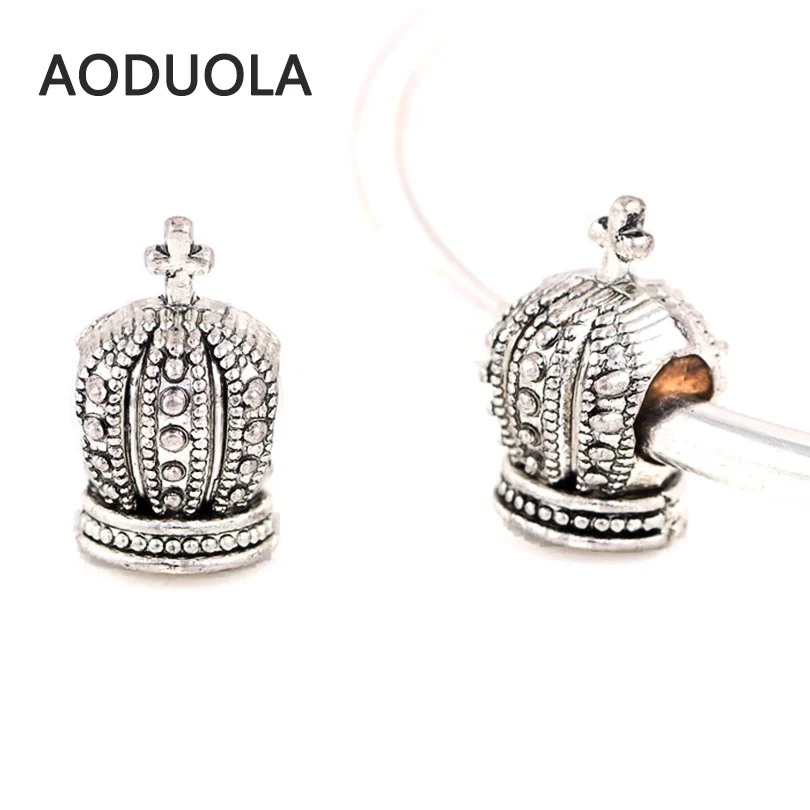 10 шт. посеребренные бусины императорской короны подходят для браслетов Pandora DIY