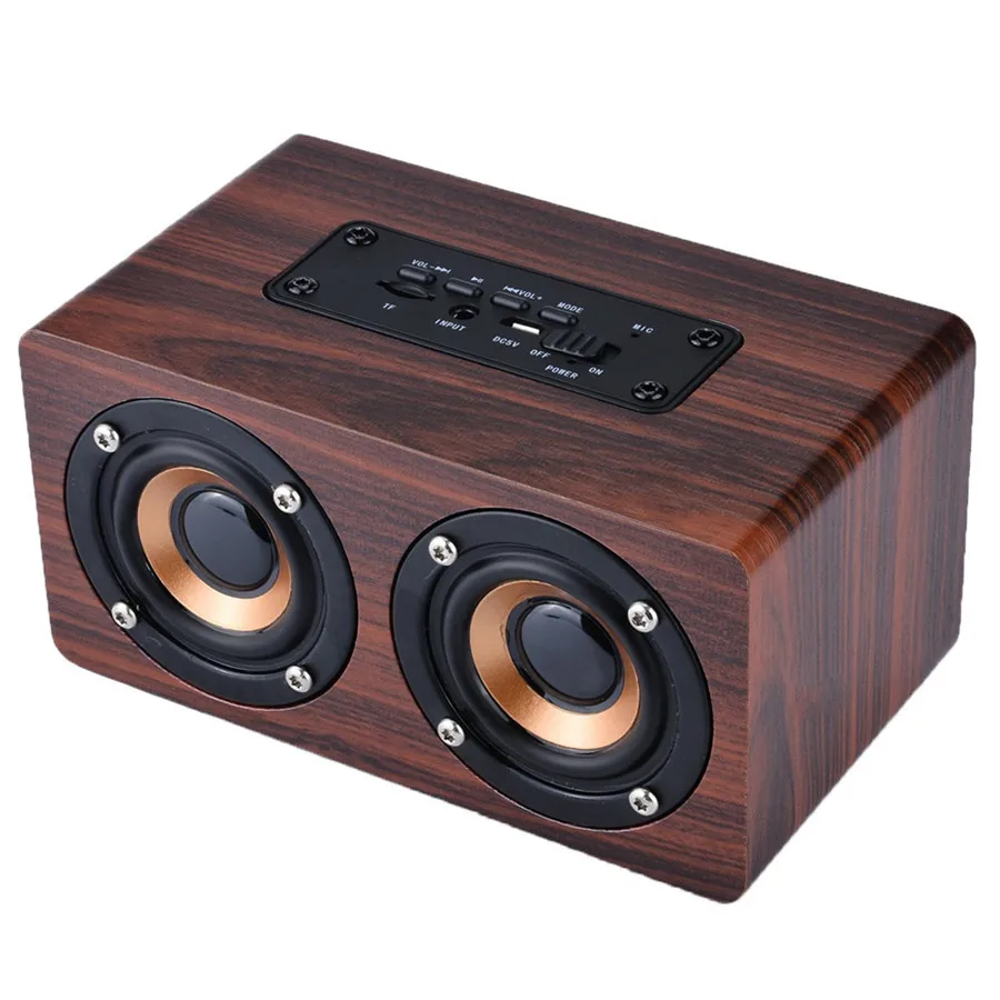 Ретро Деревянный Bluetooth Динамик HIFI Беспроводной 3D Двойные Громкоговорители