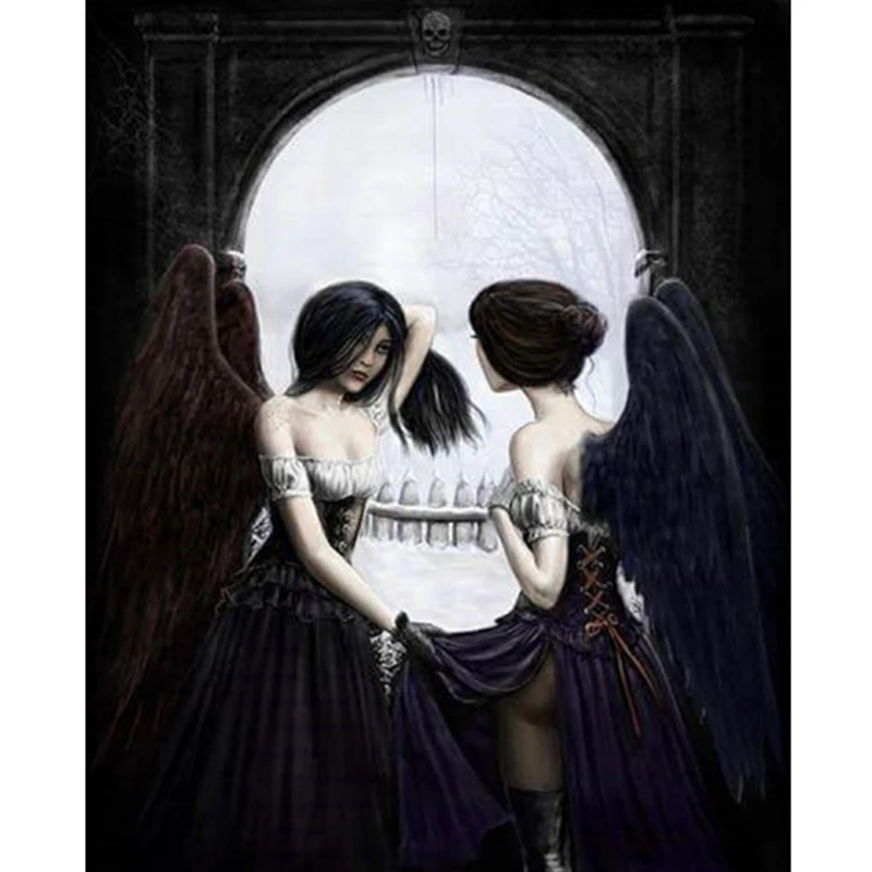 Картина с бриллиантами встреча ангелов Иллюзия искусство вышитый Ангел Падший