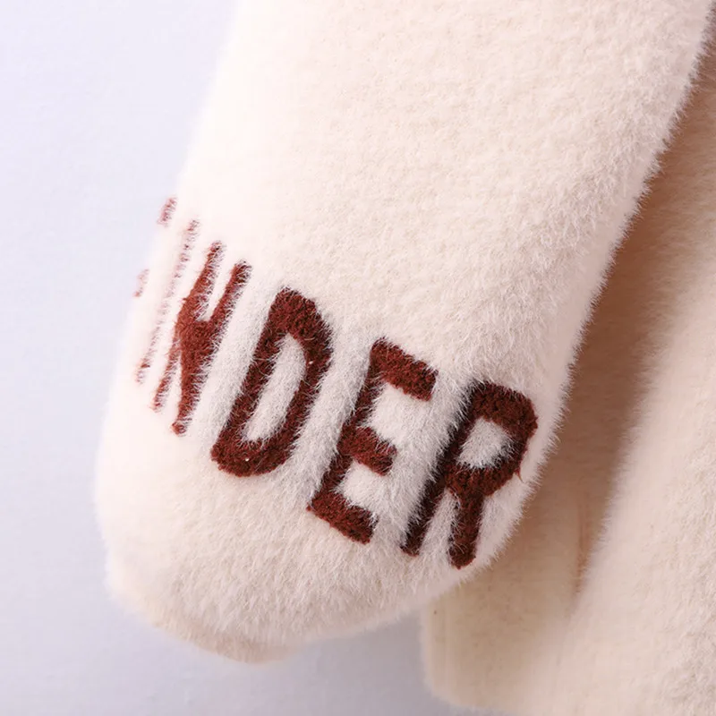 Autumn Winter Mink Cashmere Cardigan Coat Hooded Sweater women Fashion Embroidery High quality Warm Sweaters Coat Female