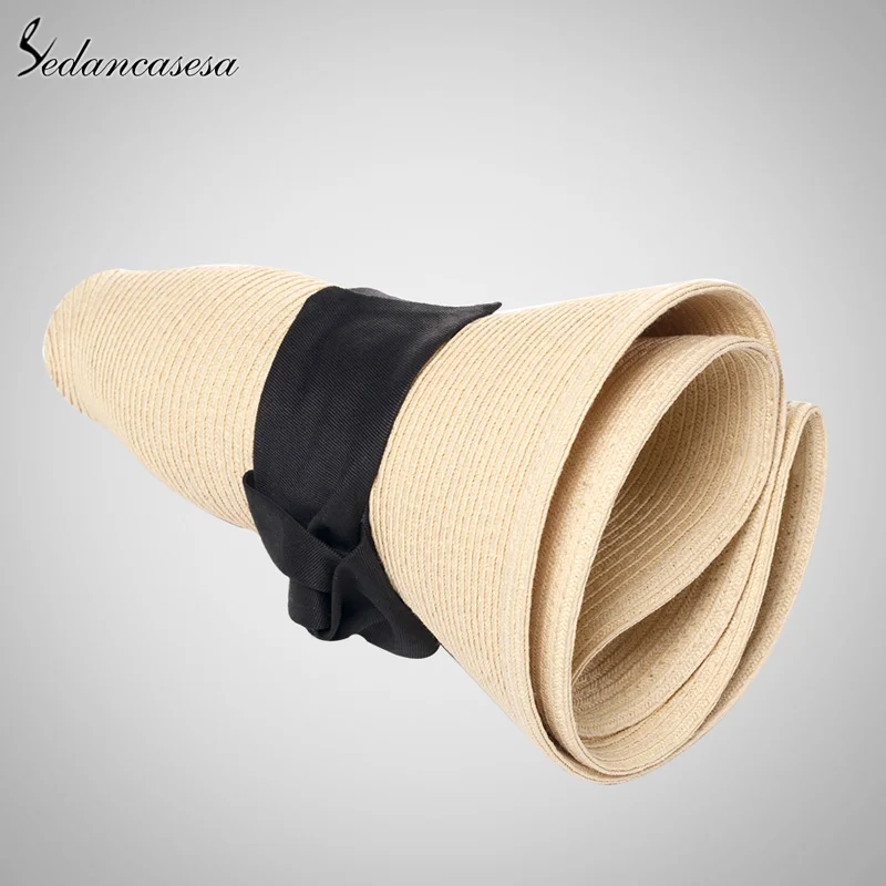 Женская соломенная шляпа Sedancasesa летняя с широкими полями Пляжная Шляпа