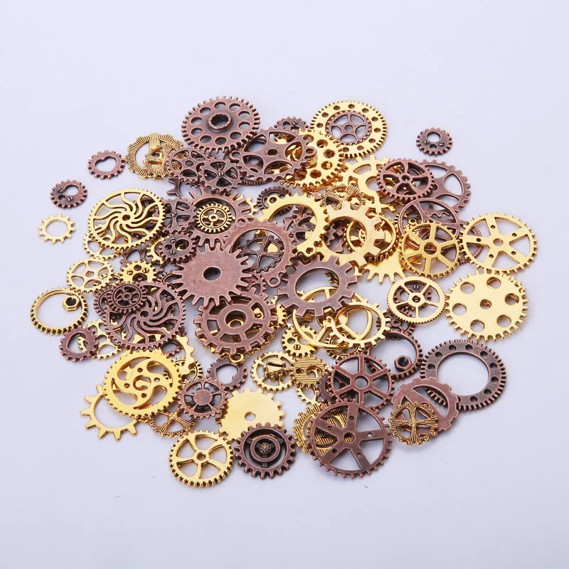 Retro Copper Gold Винтажные металлические Стимпанк Шестерни подвески для самостоятельного изготовления ювелирных изделий Модные аксессуары смешанный кулон зубчатое колесо Подвески 100 шт./лот - Окраска металла: Retro Copper Gold