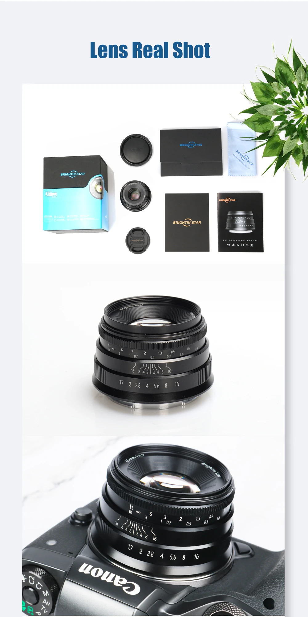 Brightin Star 35 мм F1.7 объектив с большой диафрагмой для Canon EOS-M крепление для Sony для FUJI для камеры Panasonic Micro 4/3