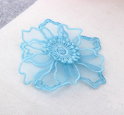 Sky blue Черный/розовый/синий/желтый/красный/белый Ganza двойной слой кружева аппликации/ремесло/DIY Цветочные Аппликации 10 шт./лот - Цвет: Sky blue